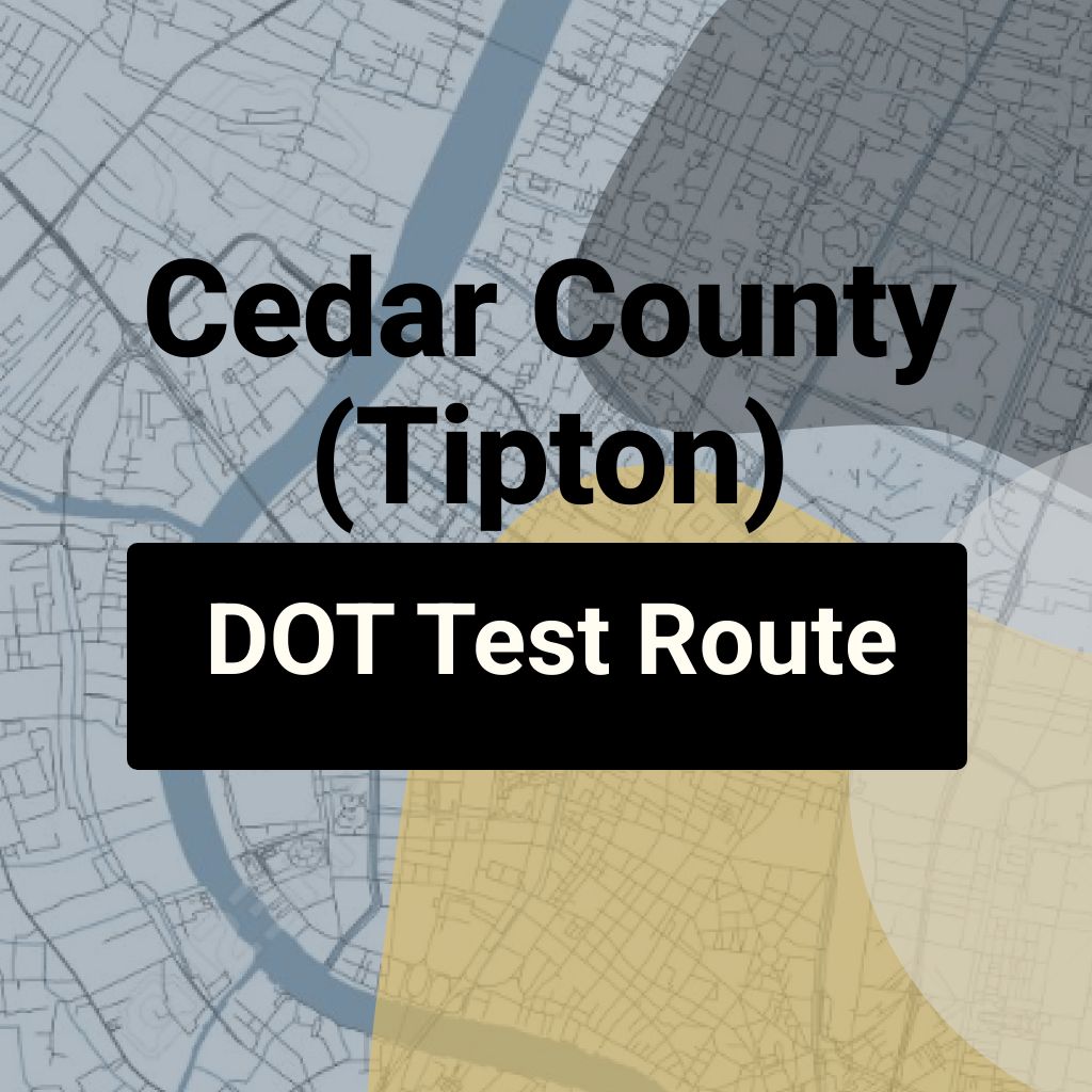 Cedar County (Tipton), Iowa DOT Driving Test Routes