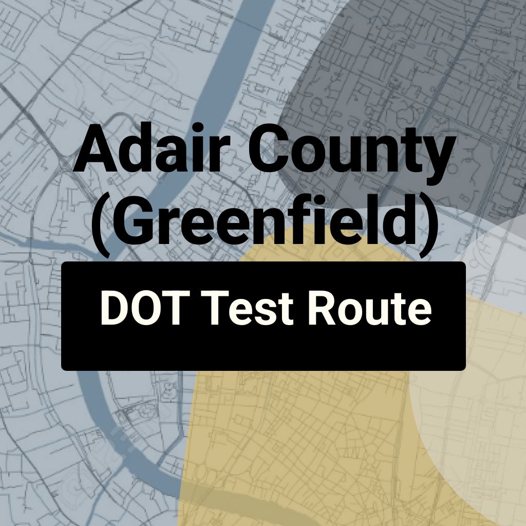 Adair County (Greenfield), Iowa DOT Driving Test Routes